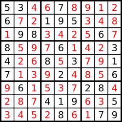 and its solution numbers marked in red.